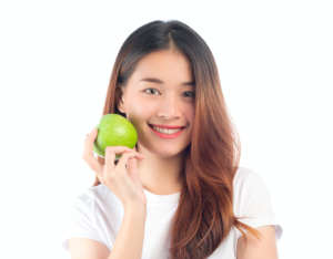 dietitian showing apple